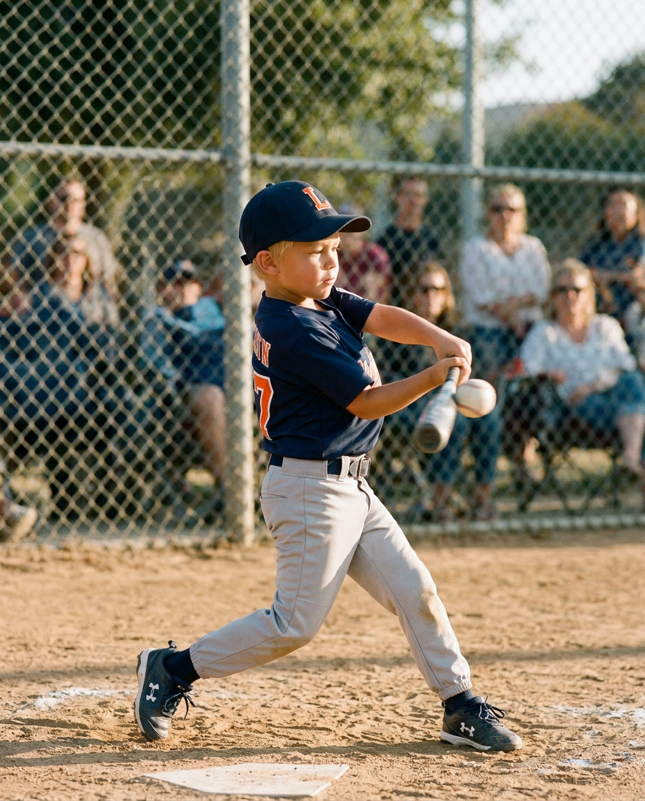 Candid of son between innings at Little League