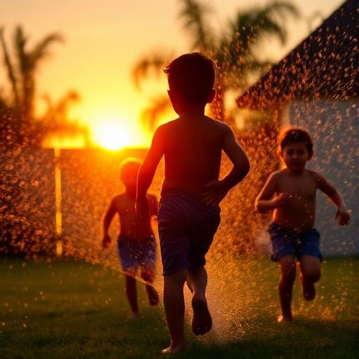 Sprinkler, sunset