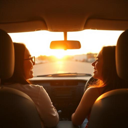 Driving lesson, sunset
